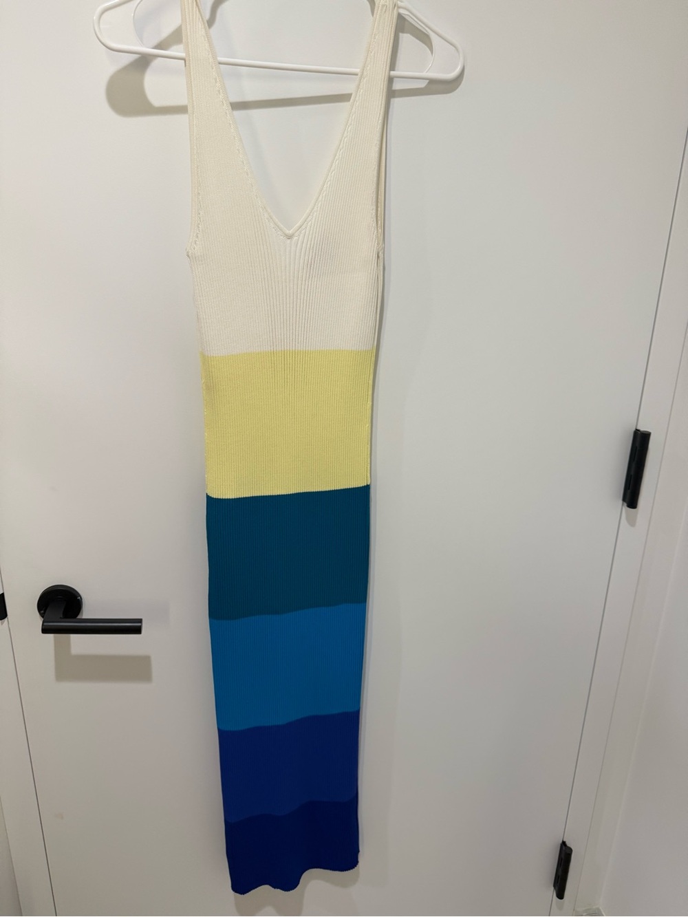 STAUD Colorblock Ribbed Knit Maxi Dress